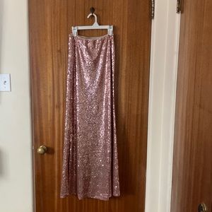 Sequin Rose Gold Maxi Skirt - Stretchy